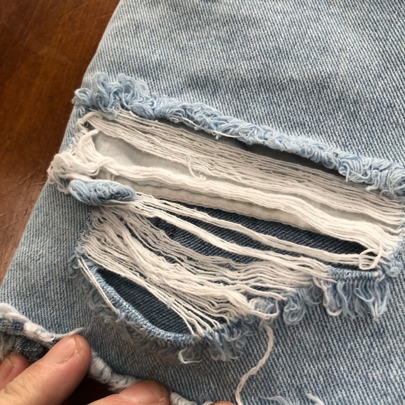 Billabong Blue Jean Shorts High-Waisted Distressed - Picture 3 of 9